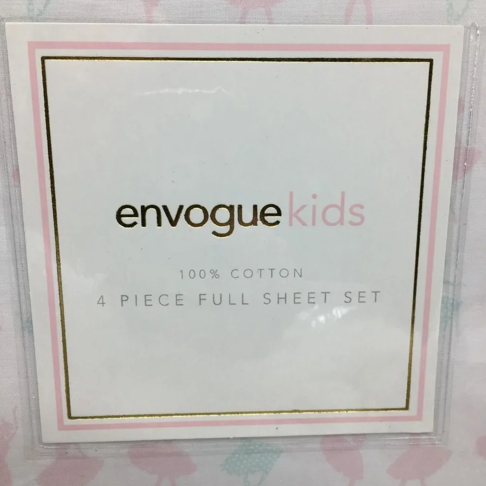 4pc Ballerina FULL Sheet Pillowcase Set Dance Ballet Pink Aqua Turquoise Envogue